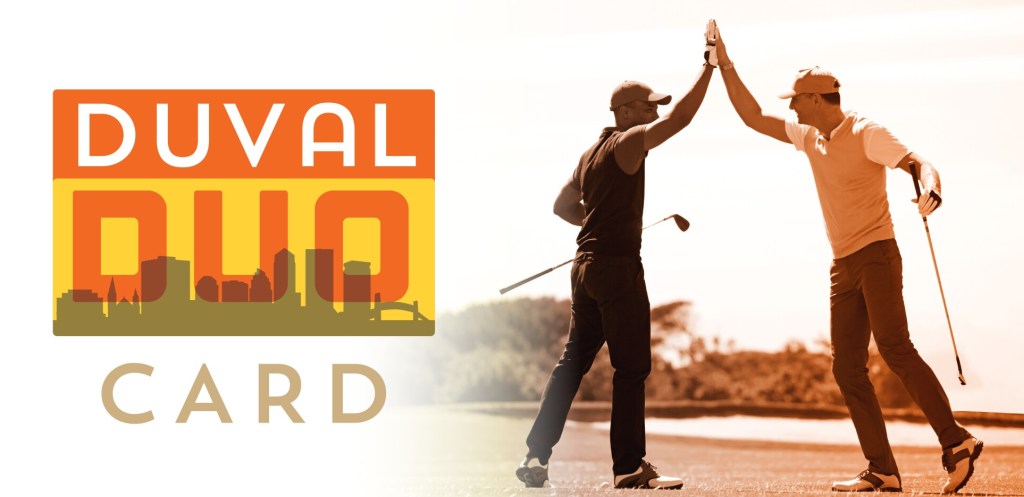 Golfers high fiving - PURCHASE YOUR DUVAL DUO CARD TODAY! 